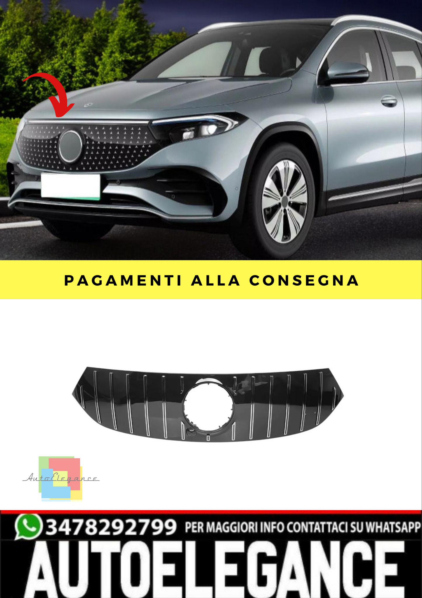 🔥GRIGLIA PANAMERICANA PER MERCEDES EQA H243 W243 CROMATA NERA AMG LINE🔥