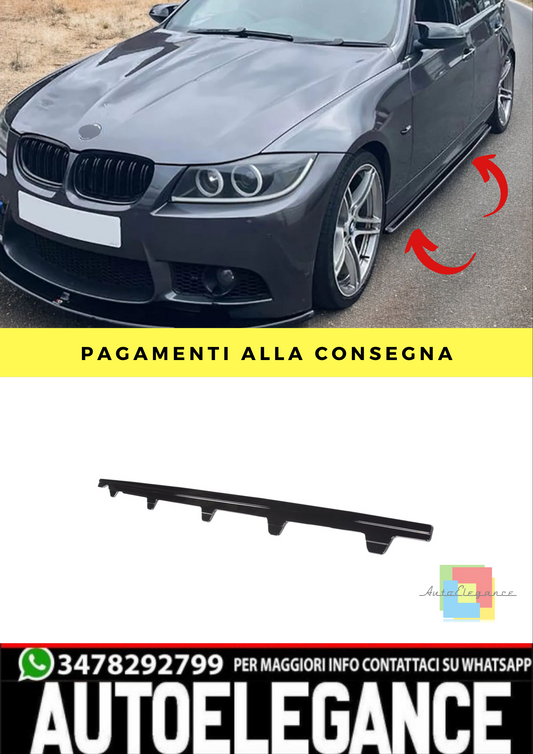 🔥Minigonne laterali adatto per BMW Serie 3 E90 E91 NERO LUCIDO🔥