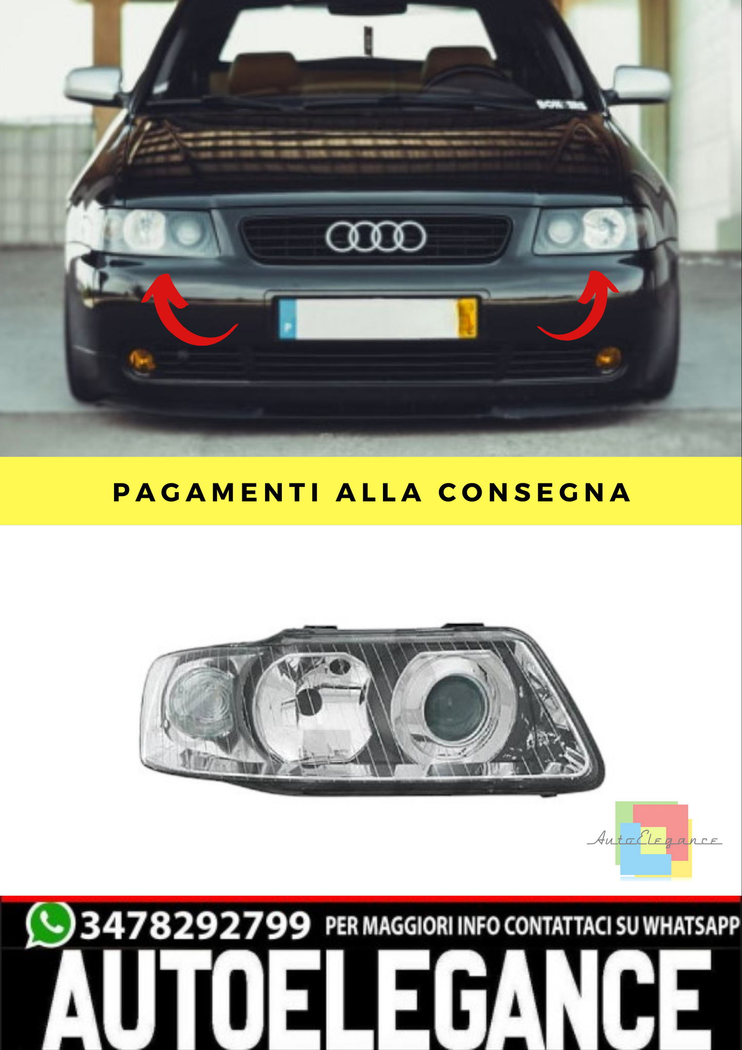 ⭐FARI ANTERIORE ADATTO PER AUDI A3 2000-2003 ⭐