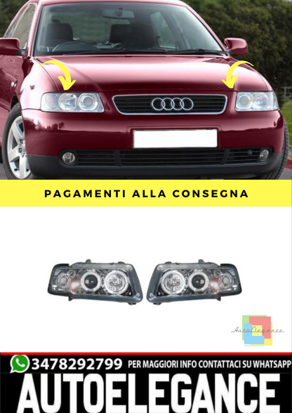 🔥SET DI FARI ANTERIORE ADATTO PER AUDI A3 96-00 KLARGLAS/CHROM🔥