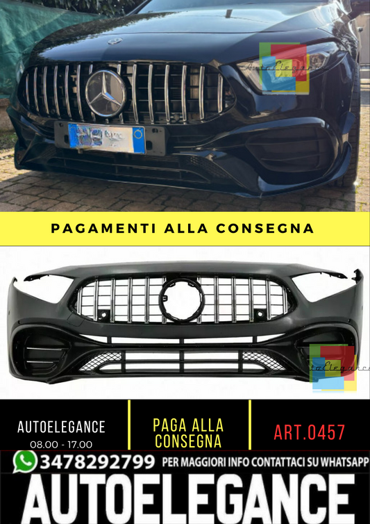 🔥0221 PARAURTI ANTERIORE ADATTO PER MERCEDES CLASSE A W177 LOOK AMG A45S A45🔥