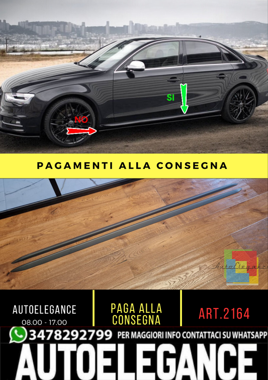 ⭐2164 coppia minigonne laterali AUDI A4 da verniciare look S line⭐