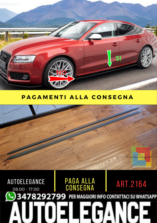 ⭐2164 coppia minigonne laterali AUDI A5 sportback da verniciare look S line⭐