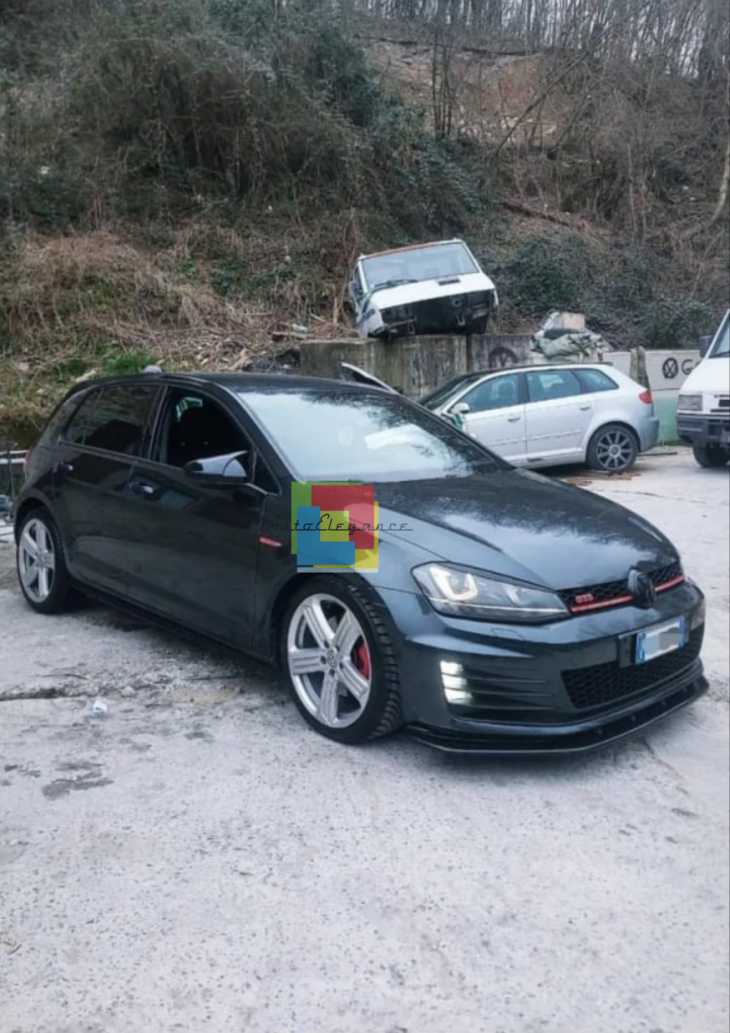 🔥0159 SPLITTER ADATTO PER VW GOLF 7.5 GTI GTD RLINE 2017-2019 NERO LUCIDO V1🔥
