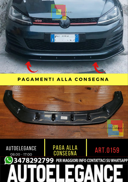 🔥0159 SPLITTER ADATTO PER VW GOLF 7.5 GTI GTD RLINE 2017-2019 NERO LUCIDO V1🔥