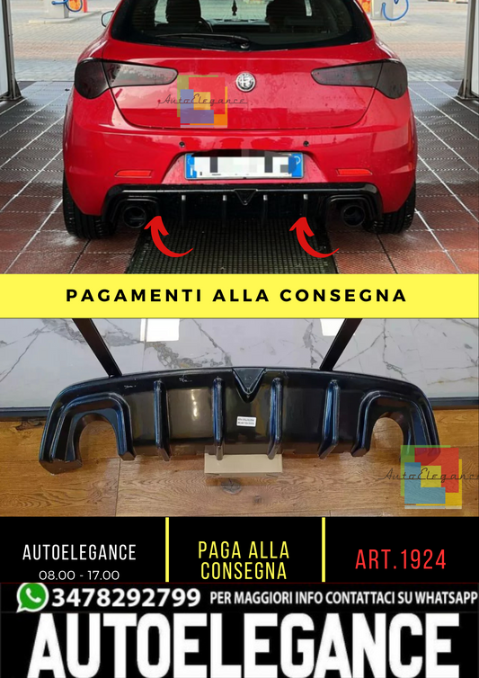 🔥1924⭐DIFFUSORE ADATTO PER ALFA ROMEO GIULIETTA LOOK TUNING NERO LUCIDO🔥