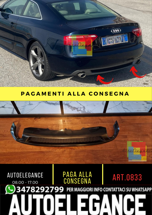 🔥0833 DIFFUSORE ADATTO PER AUDI A5 COUPE 2007-2011 LOOK SLINE 1+1 GREZZO🔥