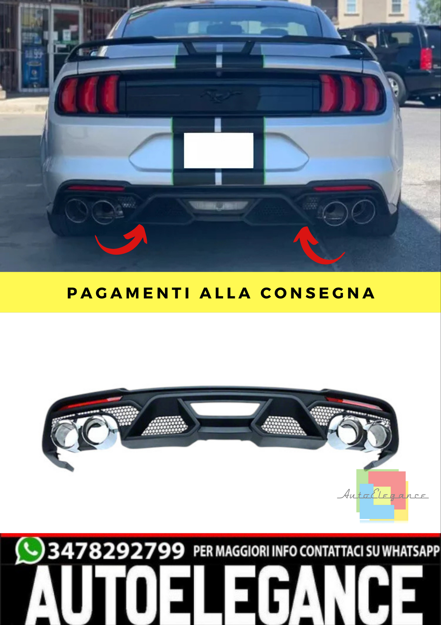 🔥Diffusore terminale di scaric Adatto Per Ford Mustang 18-20 GT EcoBoost GT50🔥