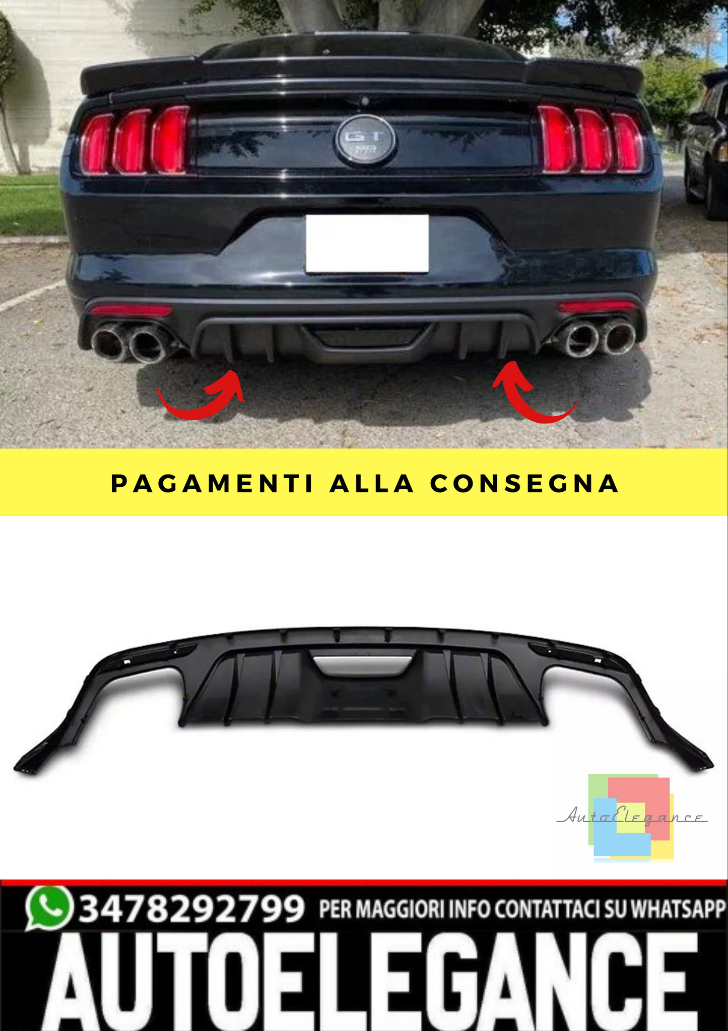 🔥Diffusore Scarico Adatto Per Ford Mustang 15-17 GT EcoBoost Primium GT350🔥