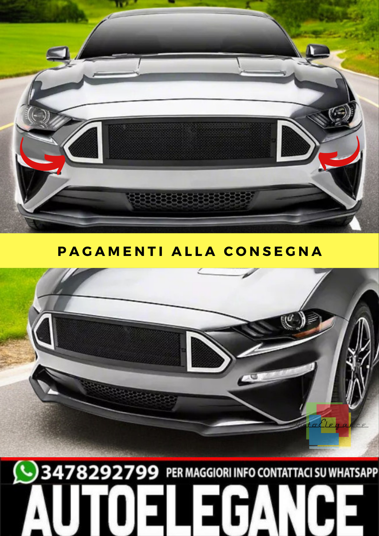 🔥griglia superiore LED griglia nero Adatto Per Ford Mustang 18-20 GT EcoBoost🔥