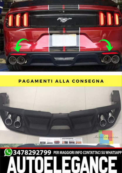 🔥Paraurti Posteriore Diffusore Con Terminali  Adatto Per Ford Mustang 15 - 17🔥