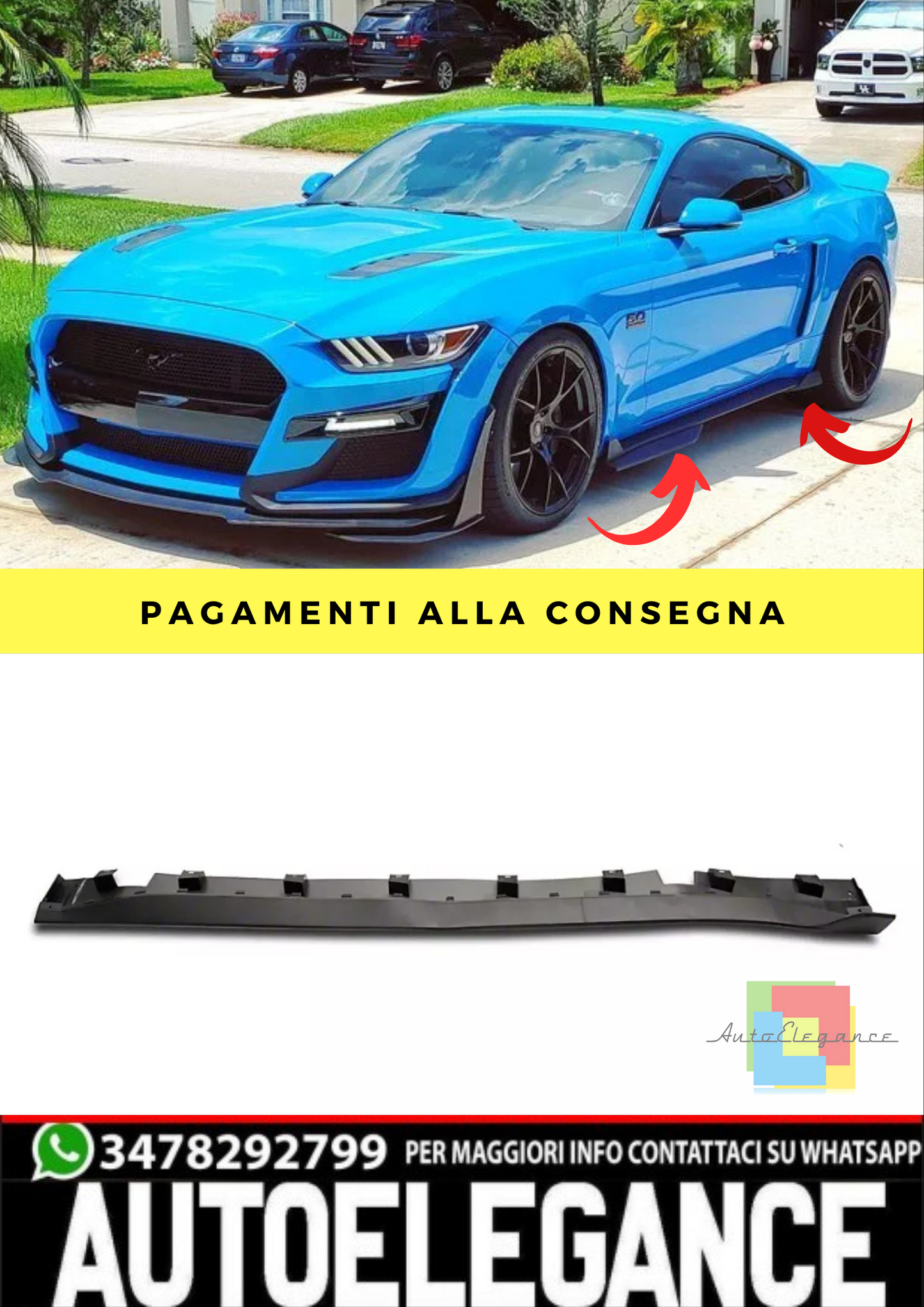 🔥Minigonne laterali Adatto Per Ford Mustang 15-20 GT EcoBoost V6 GT500🔥