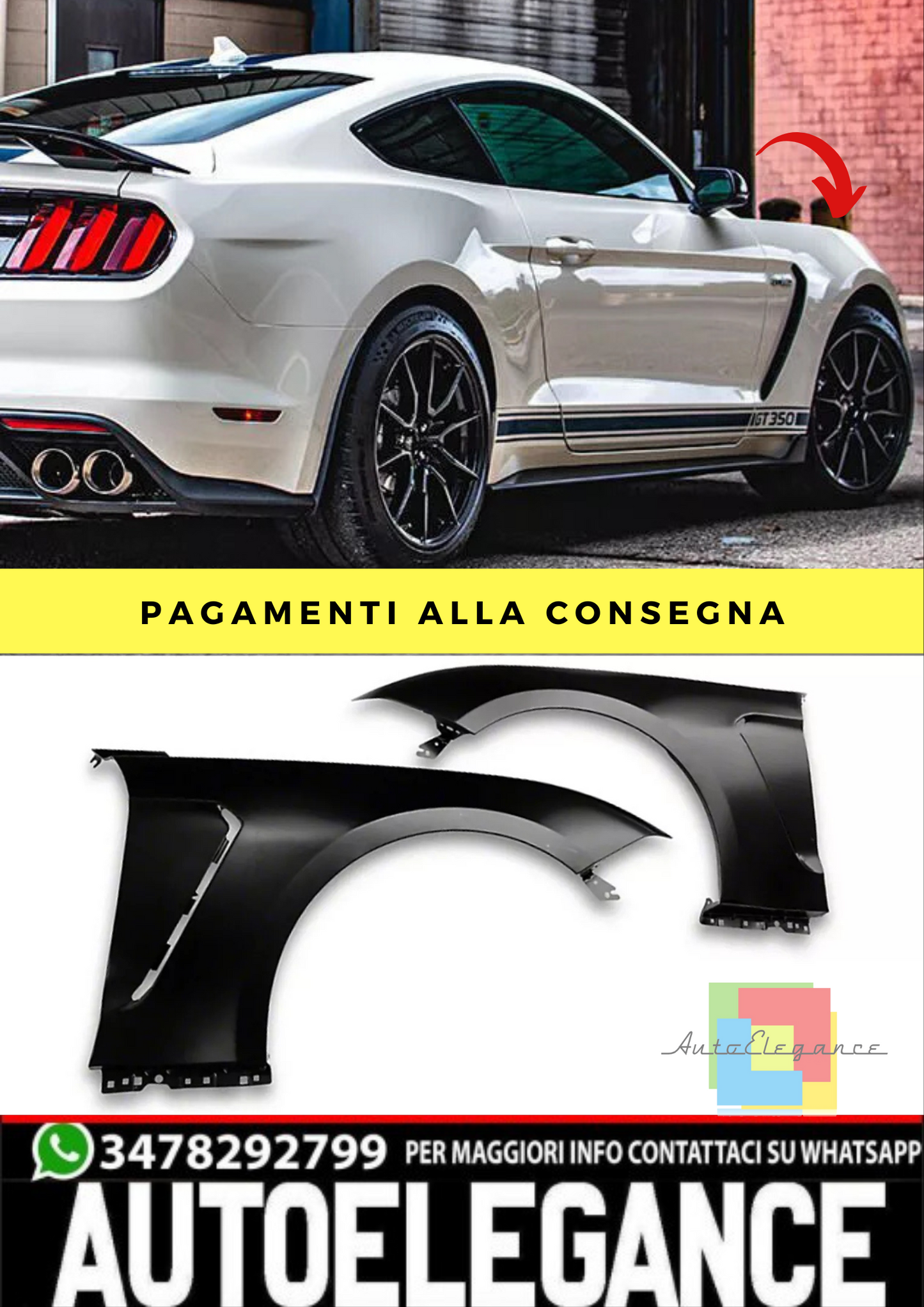 🔥Parafanghi alluminio una coppia Adatto Per Ford Mustang 18-20 GT EcoBoost🔥