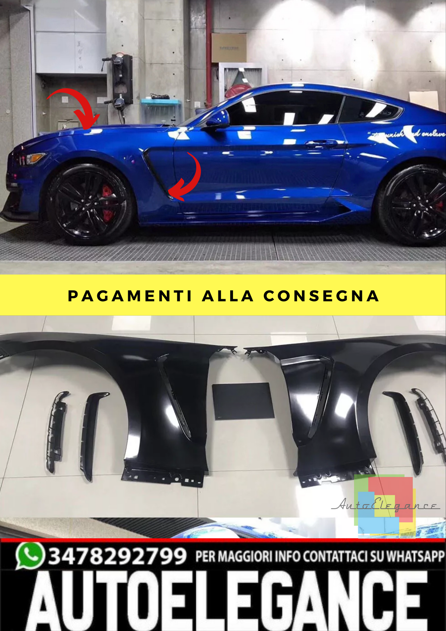 🔥Parafango lega di alluminio non vernici  ADATTO PER Ford Mustang 15-17 GT350🔥