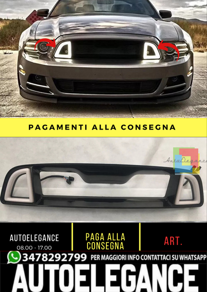 🔥luminazione LED griglia radiatore bianca Adatto Per Ford Mustang 13-14🔥