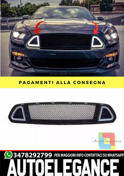 🔥Mustang 15-17 Bianco LED Griglia Raccordo Corsa Radiatore Illuminazione🔥