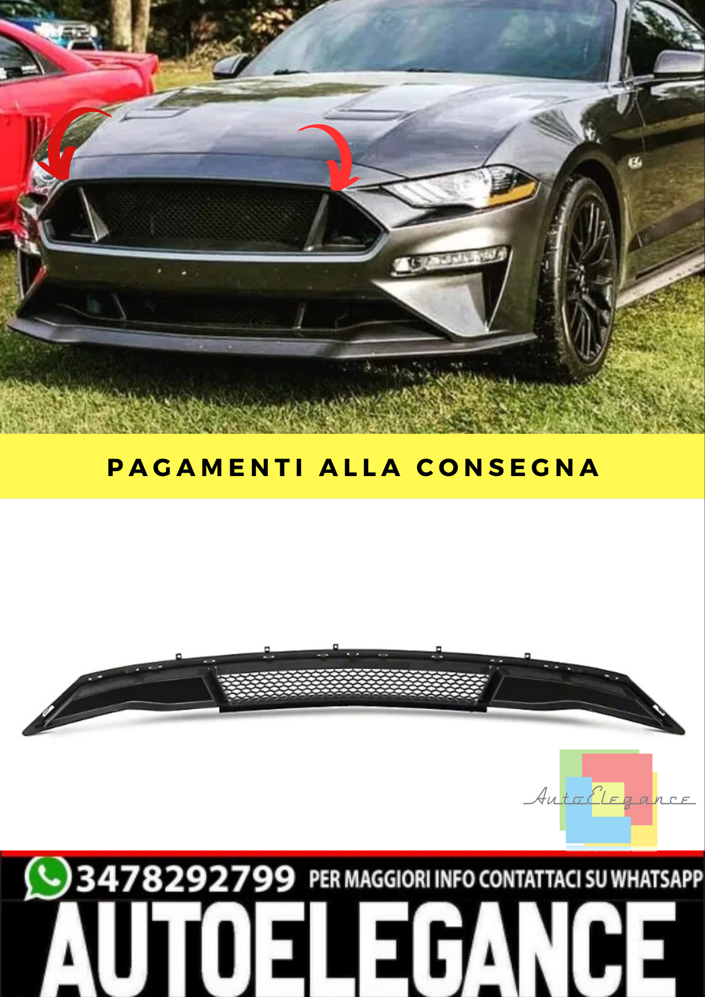 🔥GRIGLIA INFERIORE raffreddamento nero ADATTO PER Mustang 18-20 GT EcoBoost🔥