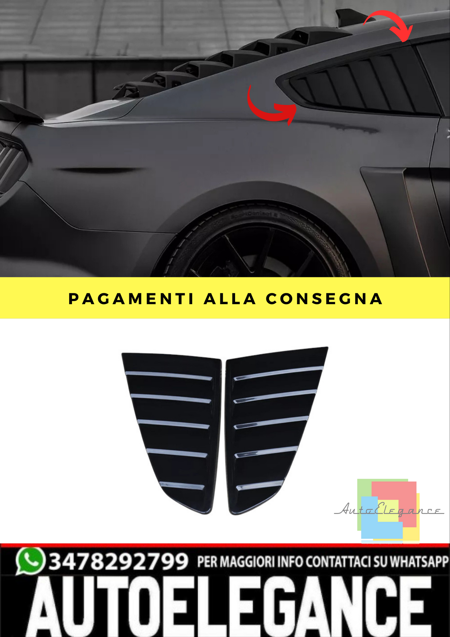 🔥finestre lati parafango copertura presa aria fessur ADATTO PER Mustang 15-20🔥