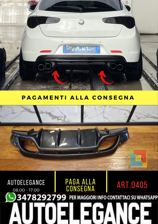 ⭐ 0405 🔥 DIFFUSORE POSTERIORE ADATTO PER ALFA ROMEO GIULIETTA NERO LUCIDO🔥