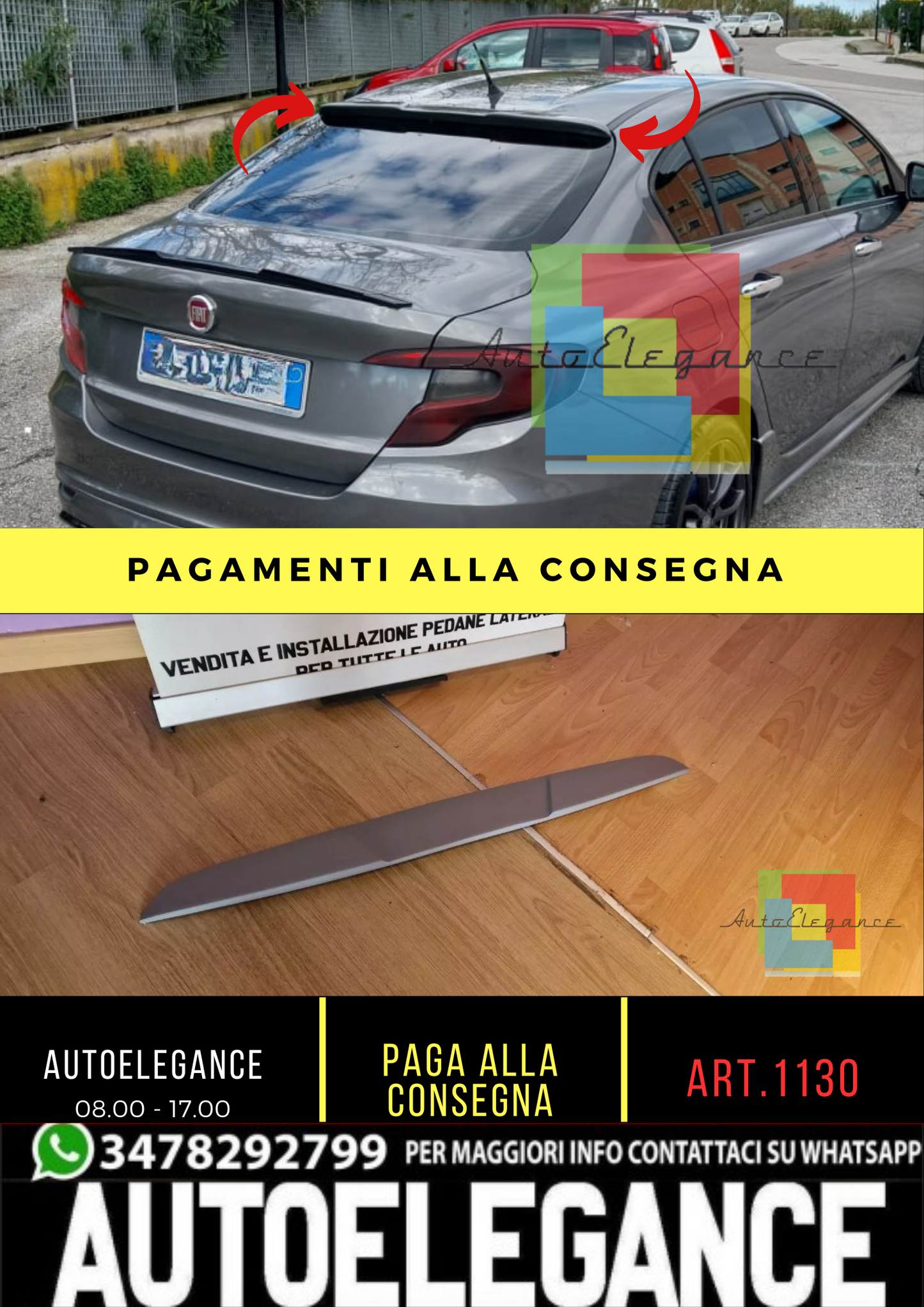 ⭐SPOILER LUNOTTO ADATTO PER FIAT TIPO BERLINA 2015-2020 1130⭐