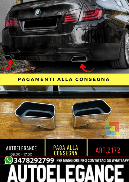 🔥2172 TERMINALI ADATTO PER BMW SERIE 5 F10 F11 2013-2017 CROMATI🔥