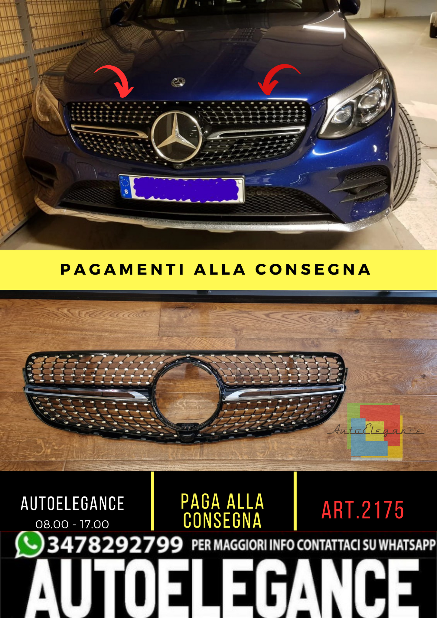⭐2175 GRIGLIA ADATTO PER MERCEDES BENZ GLC X253 2015-2018 DIAMANT⭐