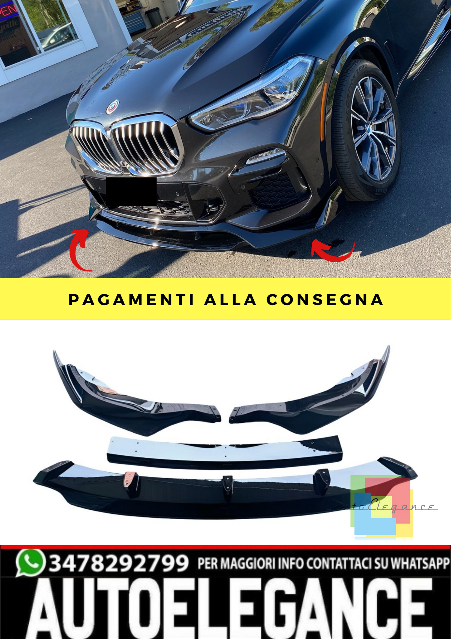 🔥SPLITTER NERO LUCIDO  ADATTO PER BMW X5 G05 2018-2023🔥