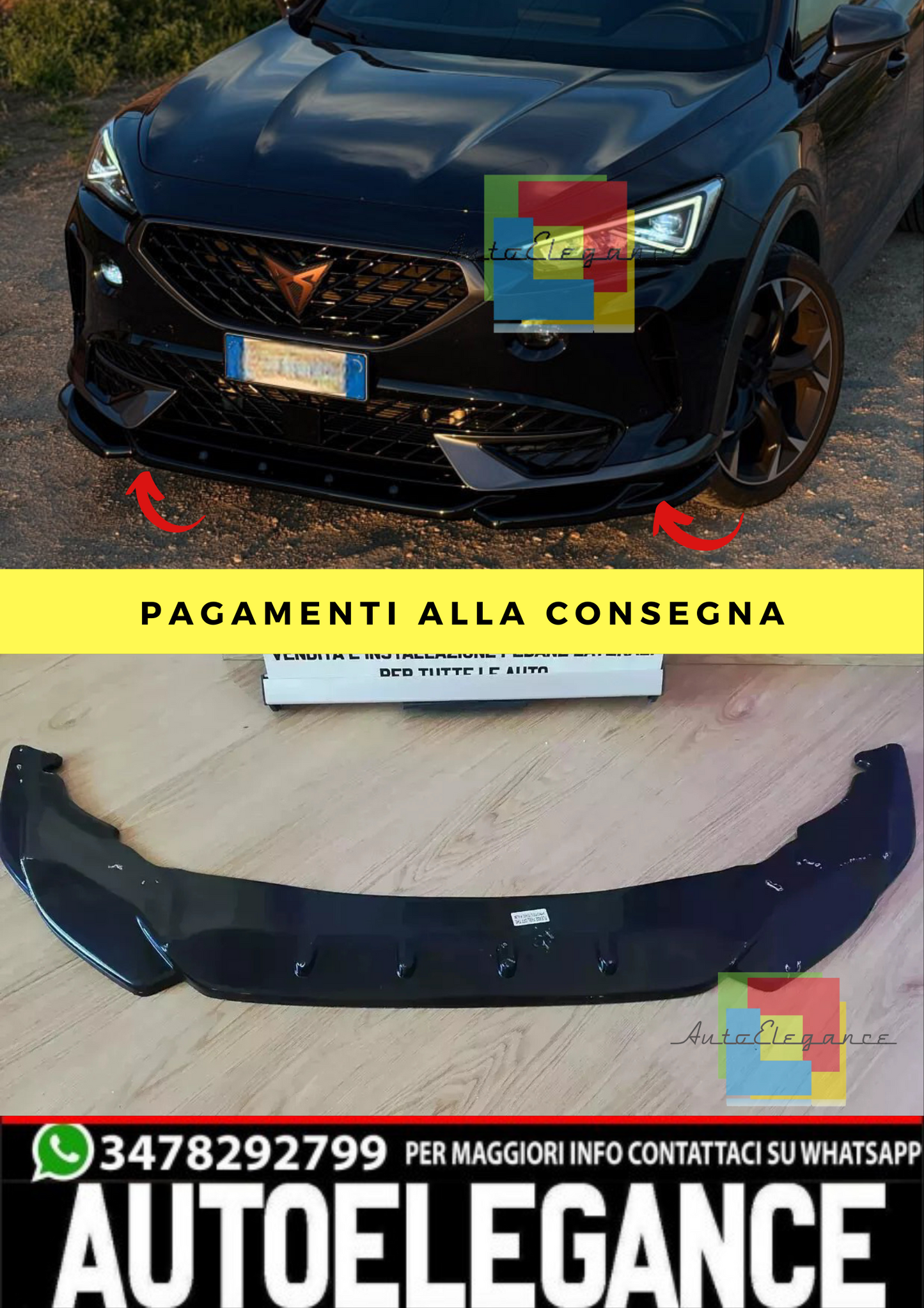 🔥⭐1340 SPLITTER ADATTO PER CUPRA FORMENTOR 2020+ NERO LUCIDO🔥⭐