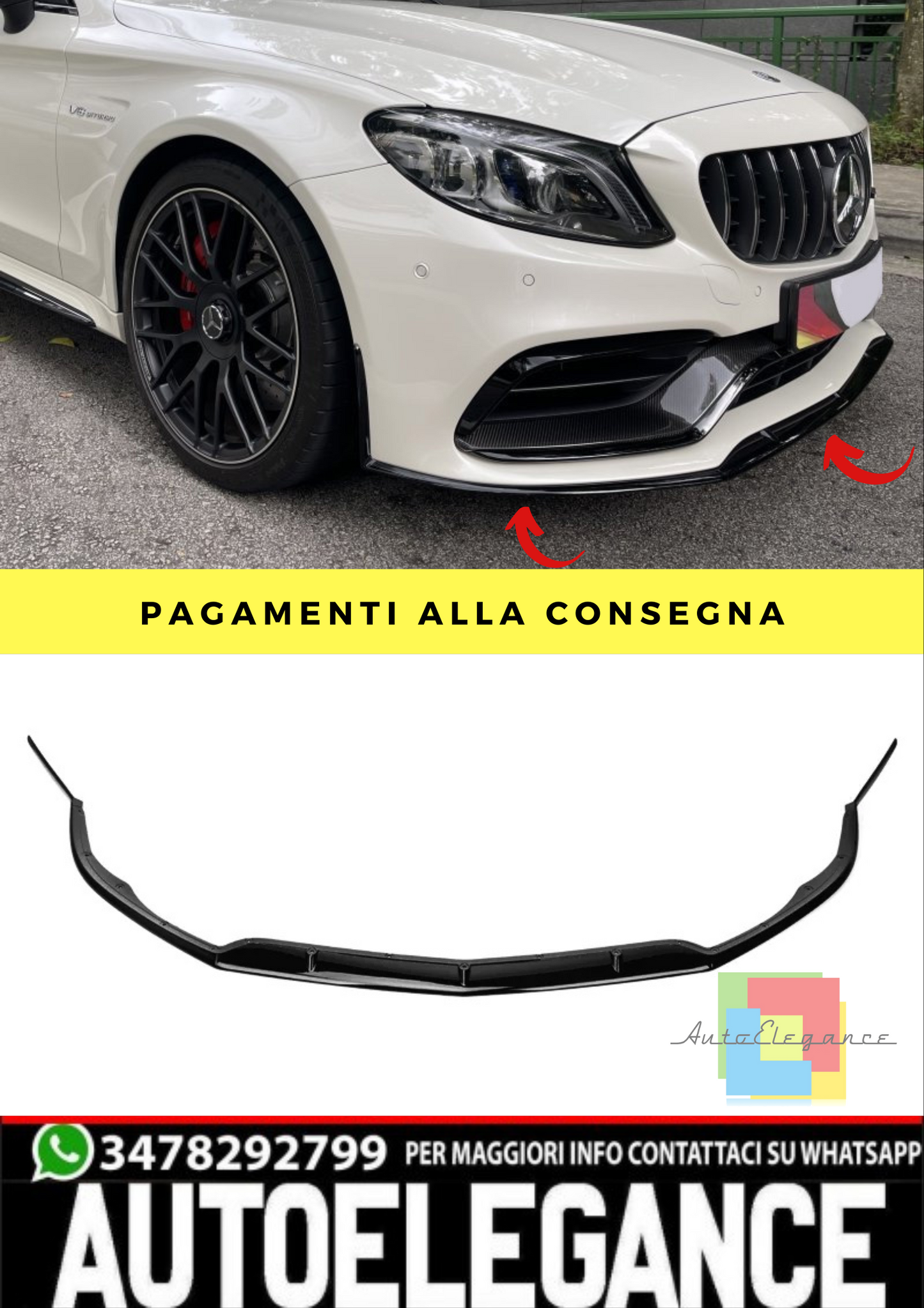 🔥Splitter adatto per Mercedes Classe C W205 Berlina Station Wagon Coupé Cabri🔥