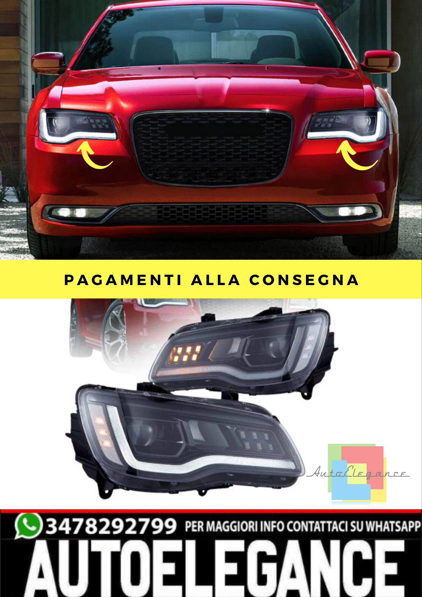 🔥Fari a proiettore LED VLAND per Chrysler 300 2011–2023🔥