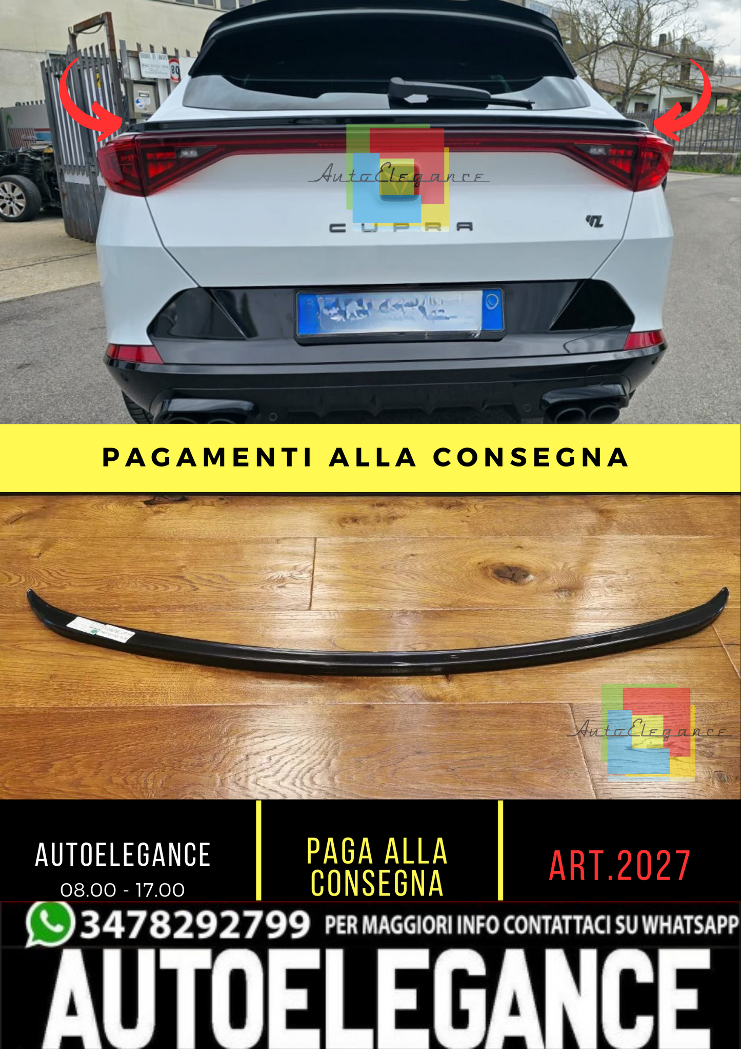 ⭐🔥2027 SPOILER ADATTO PER CUPRA FORMENTOR 2020+ NERO LUCIDO🔥⭐