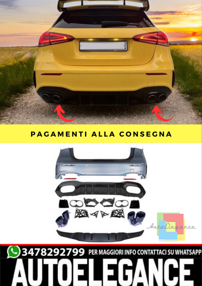 ⭐Paraurti diffusore adatto per Mercedes Classe A W177 Hatchback con terminale ⭐