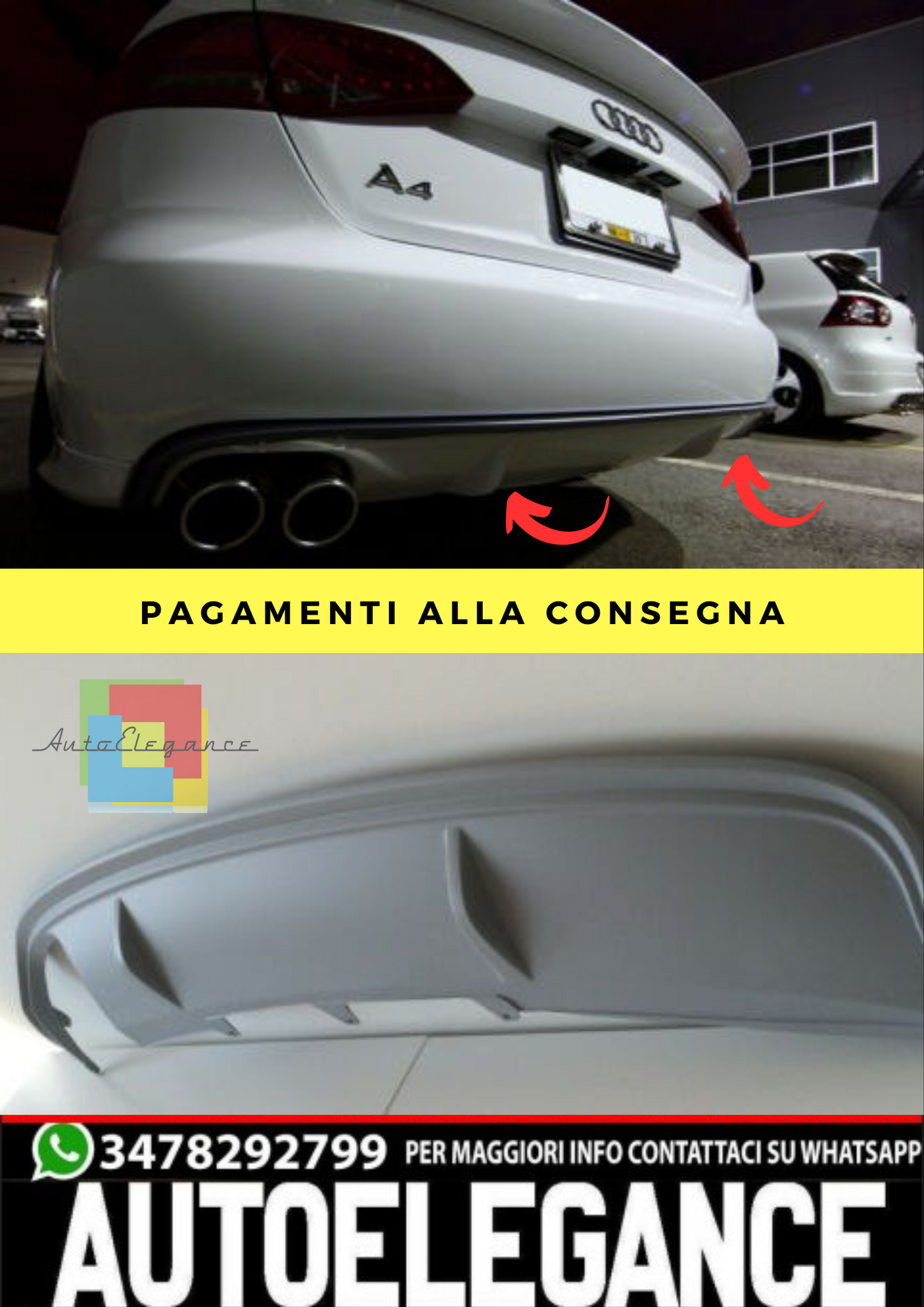 ⭐Diffusore adatto per Audi S4 b8 standard 07-11 look rs4⭐