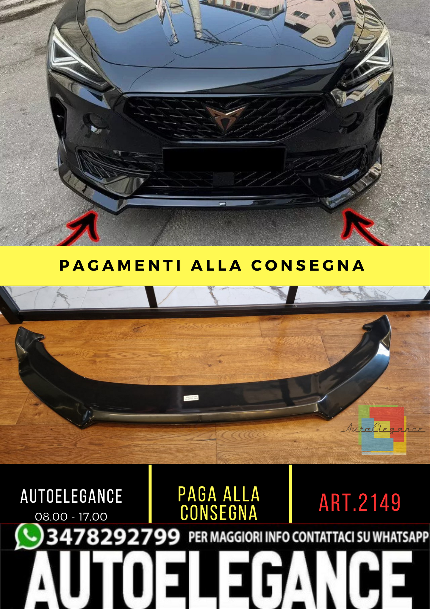 🔥2149 Splitter Adatto per Cupra Formentor Mk1 2020+ NERO LUCIDO🔥