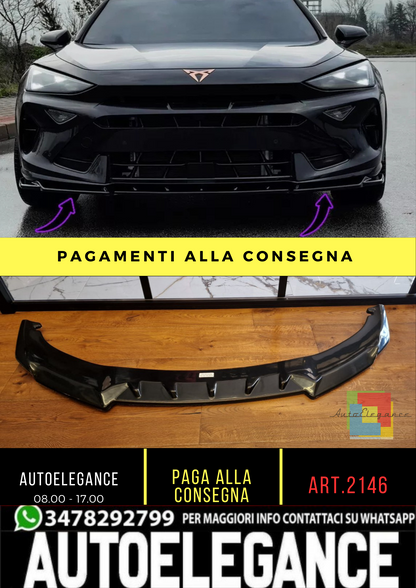 🔥2146 SPLITTER ADATTO PER CUPRA FORMENTOR MK1 Facelift 2024+ NERO LUCIDO🔥