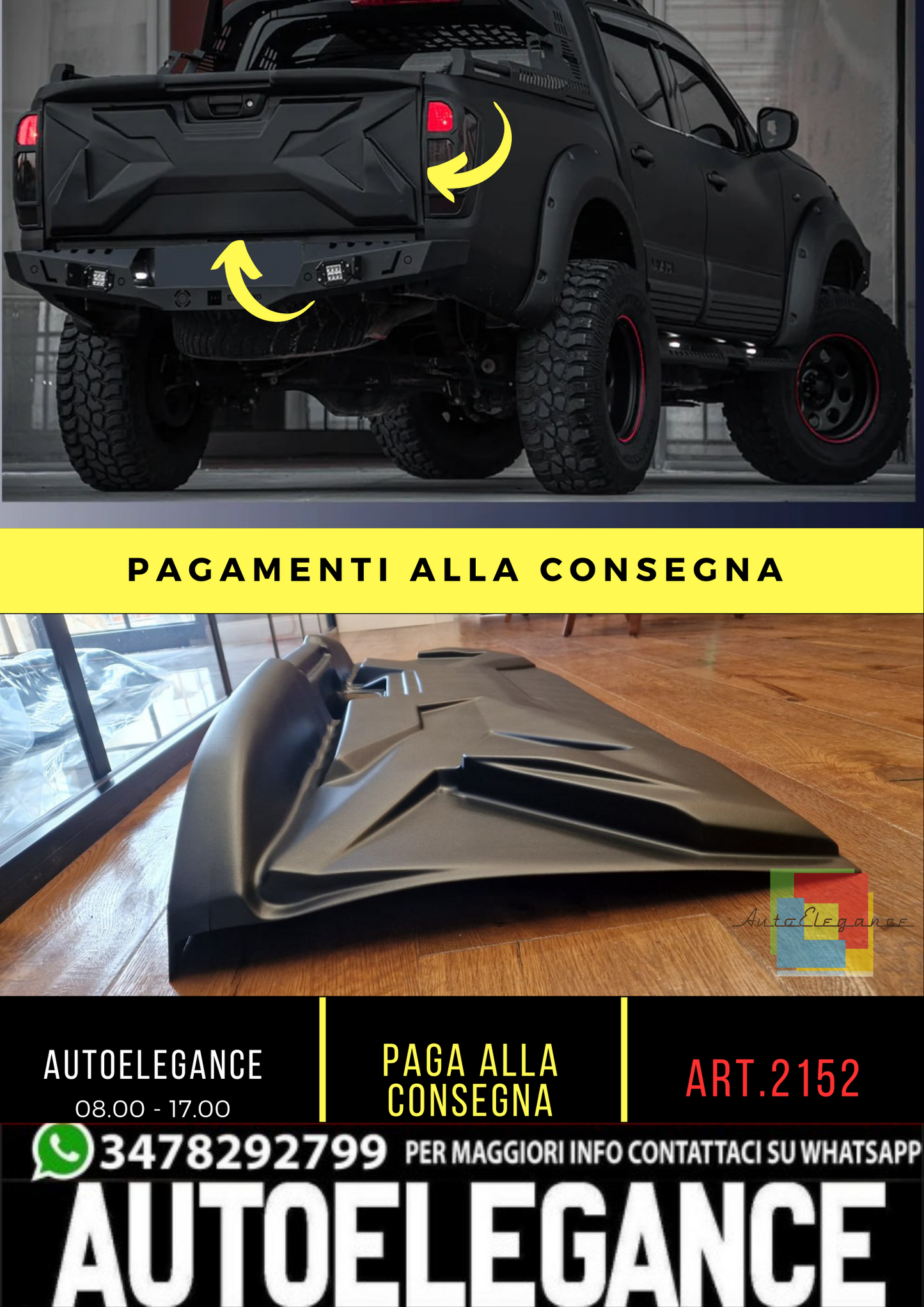 🔥2152 PROTEZIONE PORTELLONE ADATTO PER NAVARA NP300 (D23) 14-2021 NERO OPACO🔥