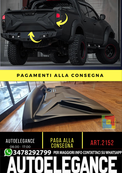 🔥2152 PROTEZIONE PORTELLONE ADATTO PER NAVARA NP300 (D23) 14-2021 NERO OPACO🔥