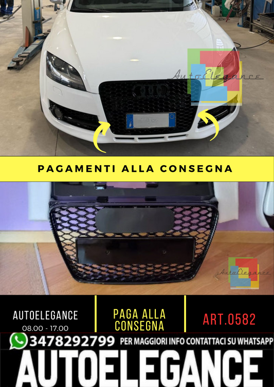 🔥0582 GRIGLIA ADATTA PER AUDI TT 8J 2006-2014 LOOK RSTT NERO LUCIDO🔥