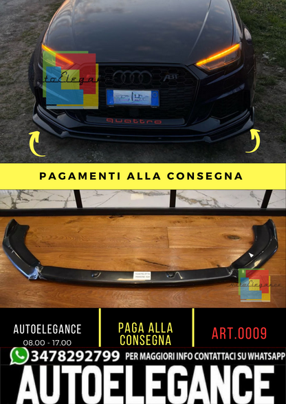 ⭐🔥0009 SPLITTER  ADATTO PER AUDI A3 8V 2017+ RS3 ABS LOOK NERO LUCIDO🔥⭐