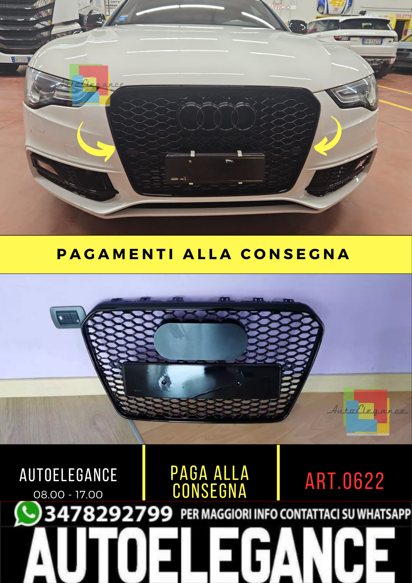 🔥0622 GRIGLIA ANTERIORE CALANDRA ADATTO PER AUDI A5 2012 A 2015🔥