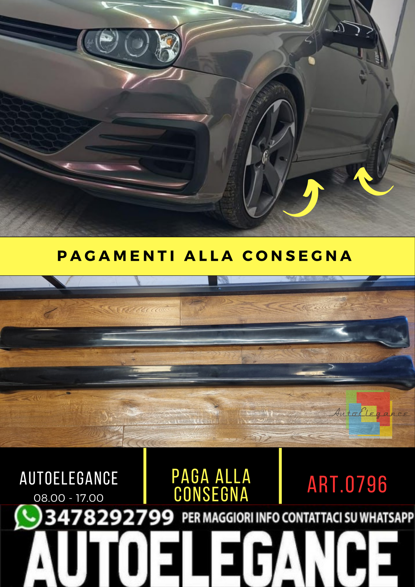 🔥0796 MINIGONNE ADATTO PER VW GOLF 4 GREZZE 3 e 5 porte🔥