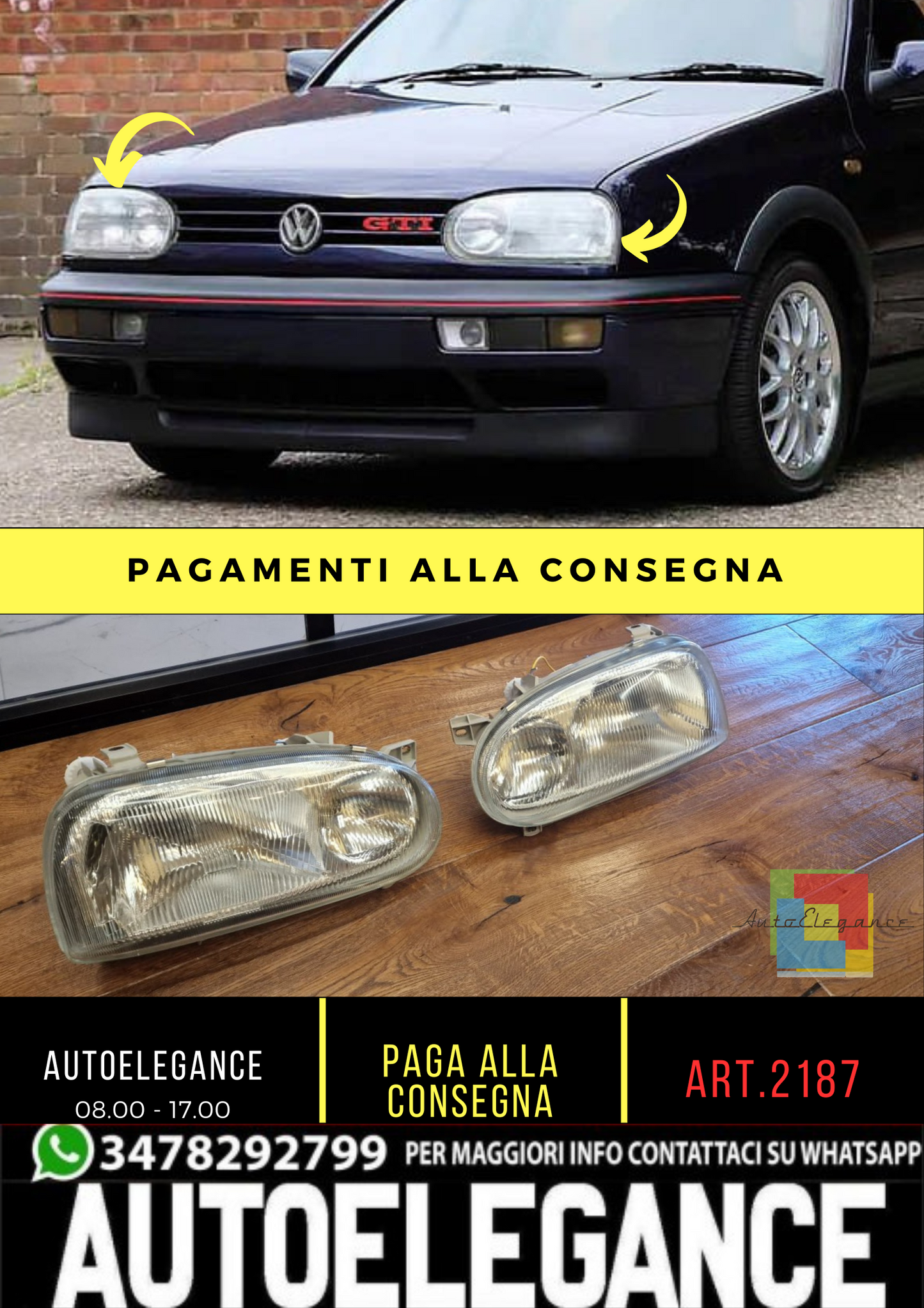 🔥2187 FARI ANTERIOREI ADATTO PER VW GOLF 3 1991-1997🔥