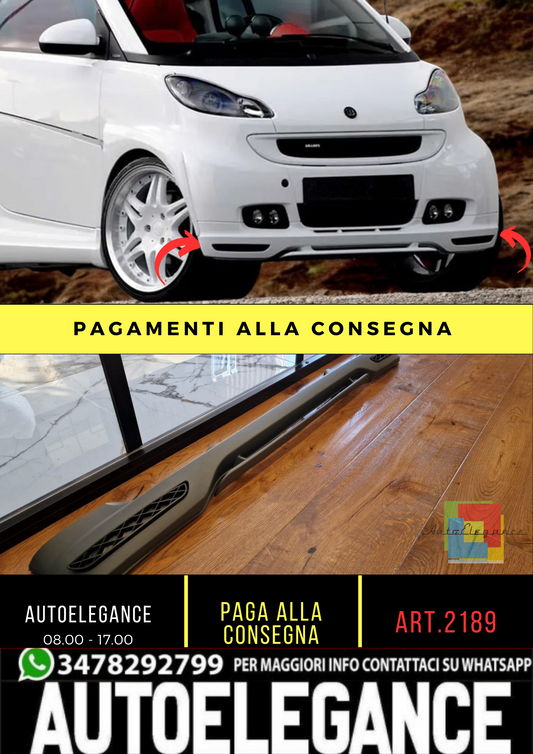 🔥2189 SOTTO PARAURTI ADATTO PER SMART 451 2007-2014 LOOK BRABUS GREZZO🔥