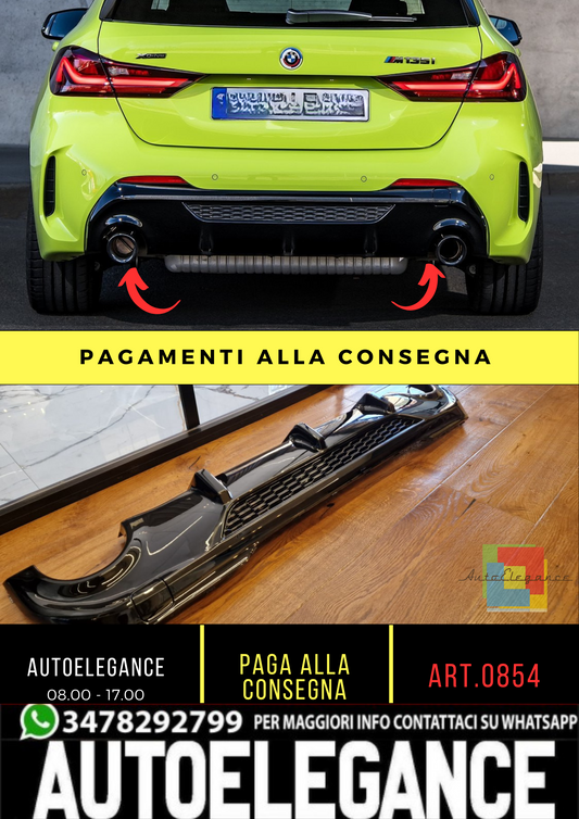 🔥 0854 DIFFUSORE ADATTO PER BMW SERIE 1 F40 MSPORT NERO LUCIDO🔥