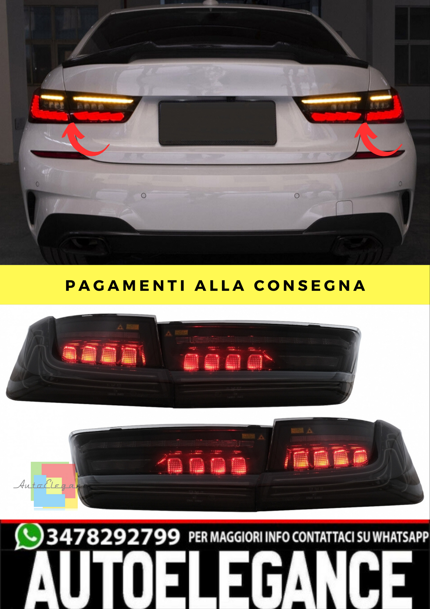 ⭐Fari Posteriore full LED adatto per BMW Serie 3 G20 Berlina 18-22 Nero Laser ⭐