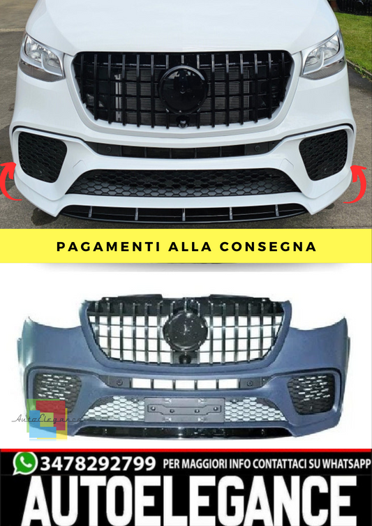 💥Paraurti anteriore paraurti per Mercedes-Benz Sprinter W907 19+ griglia nero💥