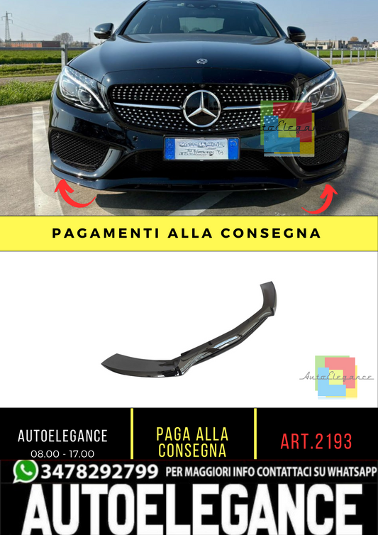 2193🔥SPLITTER ADATTO PER MERCEDES W205 12-18 C43 NERO LUCIDO🔥