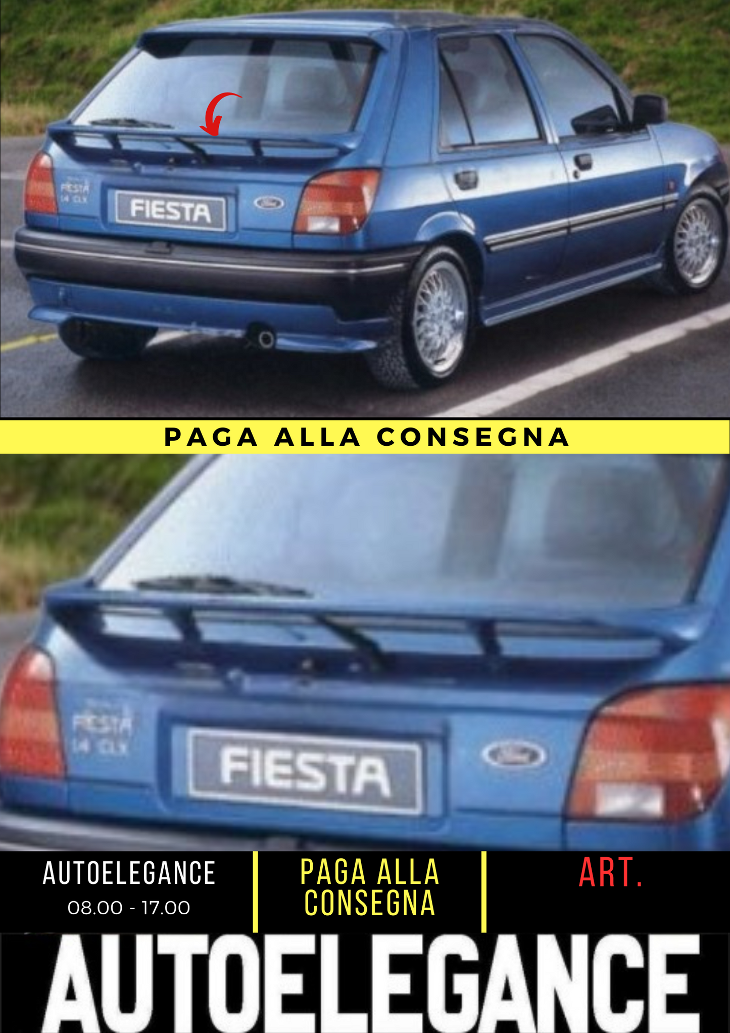 ✌️😎 SPOILER POSTERIORE ADATTO PER FORD FIESTA 1989-1995 😎✌️
