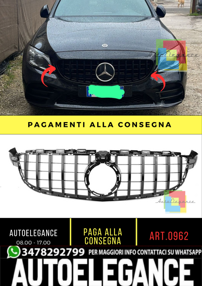 🔥GRIGLIA ADATTA PER MERCEDES CLASSE C W205 LIFT 2019-2021 LOOK SPORTIVA NERA🔥