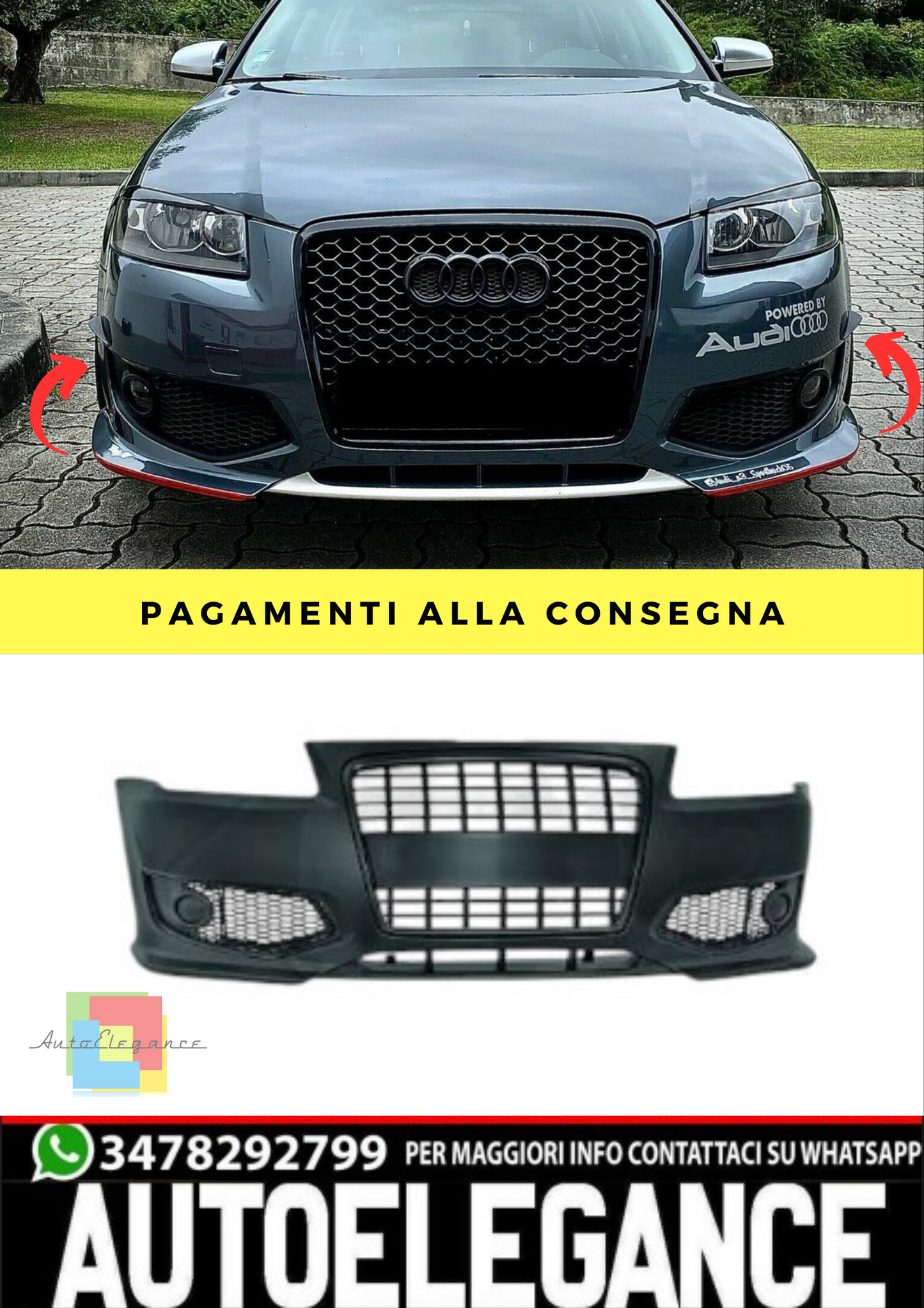 🔥PARAURTI  ADATTO PER AUDI A3 96-03 GRIGLIA NERO🔥